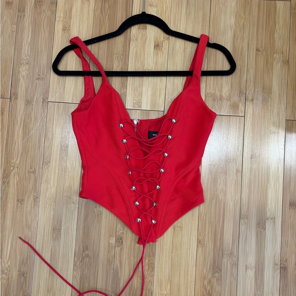 White Fox Boutique Red Sleeveless Bustier Bodysuit